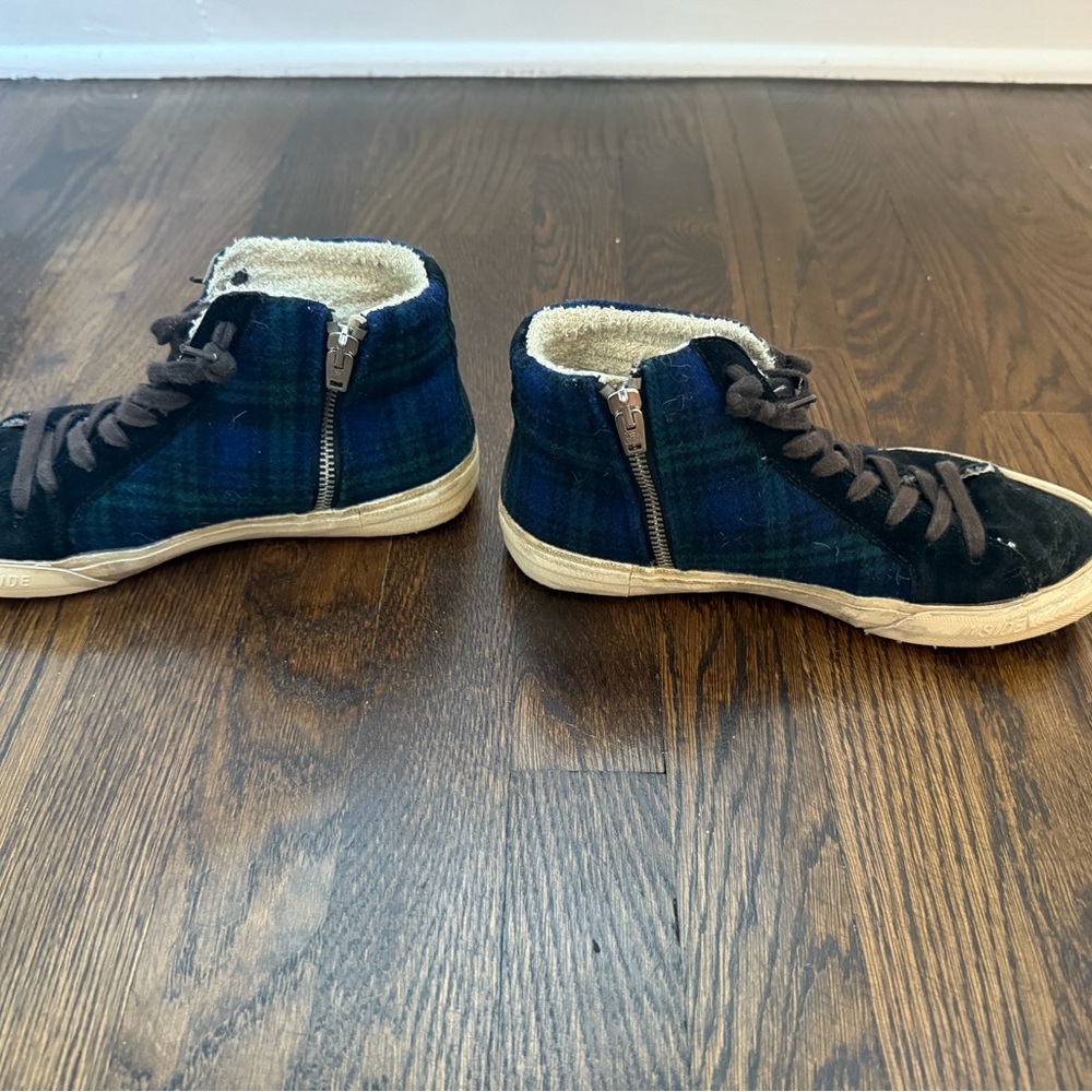 Golden Goose Slide High Top Plaid Skate Sneakers size 36 (6) - Picture 4 of 9